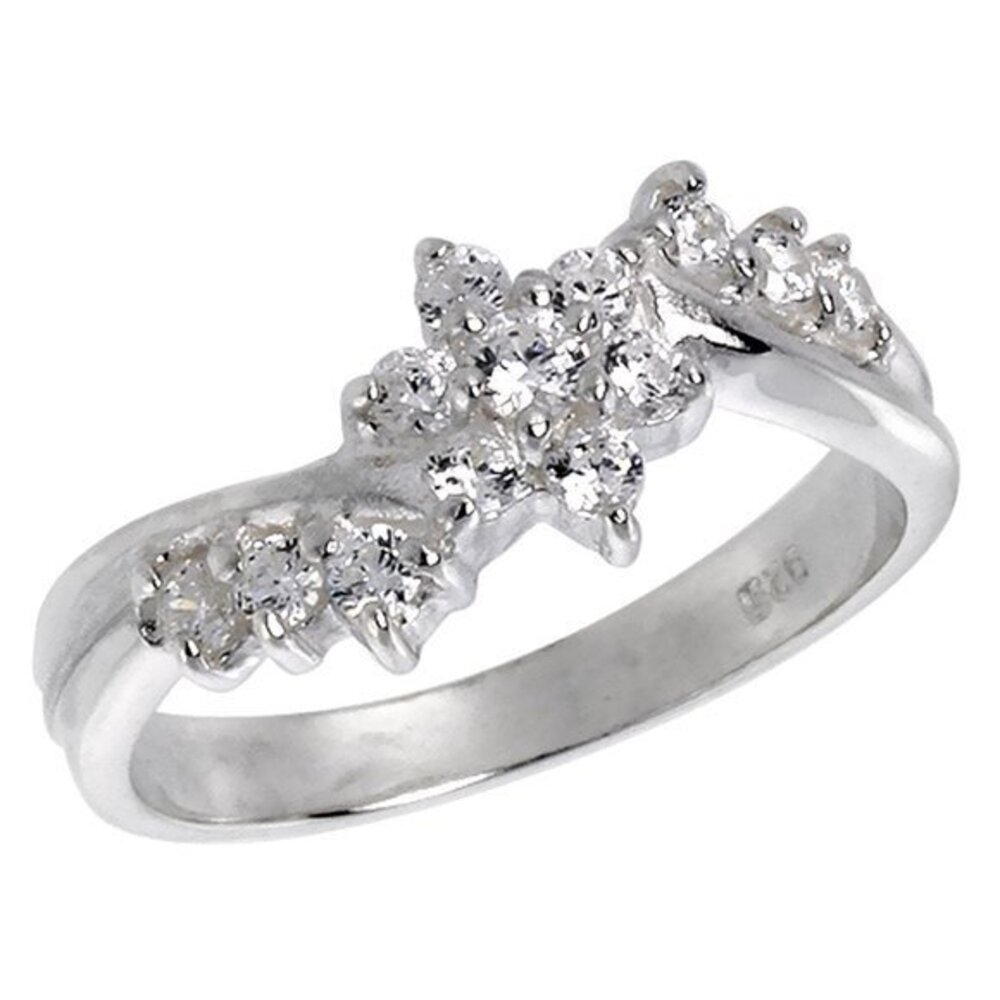 Sterling Silver CZ Wedding Band Sizes 6 7 8 9 10
